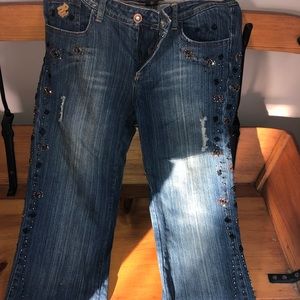 Rocawear Beaded Distressed Embellished Denim Jeans